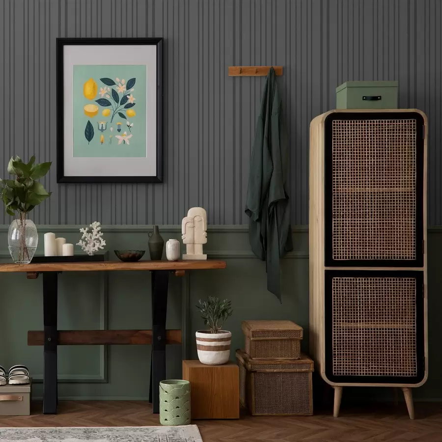 stenske poslikave Temno sivo ozadje z navpičnimi teksturiranimi črtami a00979v1