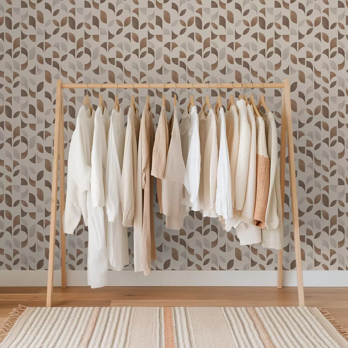 Ozadje Ritem polkrogov in listov v toplih karamelnorjavih odtenkih a00986v1