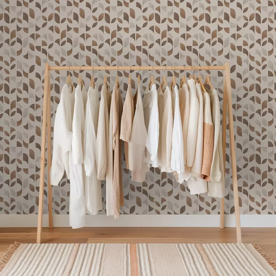 stenske poslikave Ritem polkrogov in listov v toplih karamelnorjavih odtenkih a00986v1