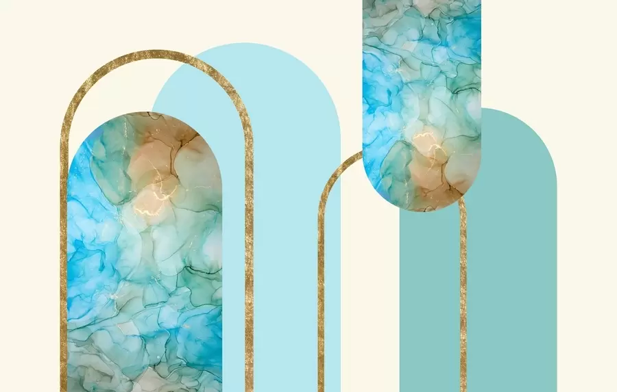 stenske poslikave elegantni loki z imitacijo marmorja v slogu art deco w04879