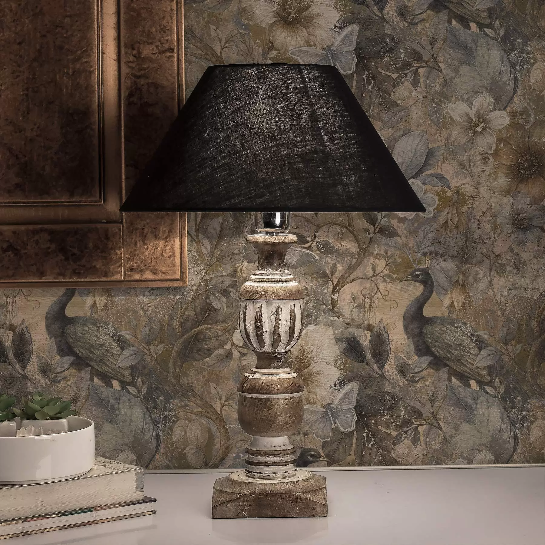 stenske poslikave Starinski cvetlični kolaž s pavji in metulji a00897