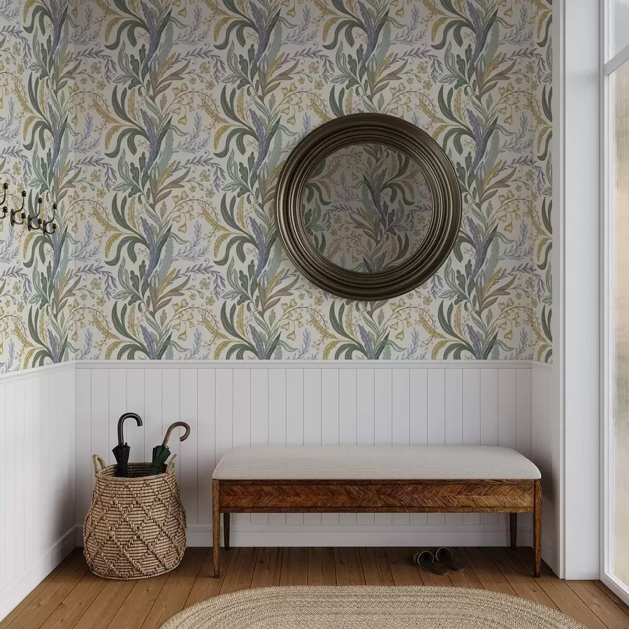 stenske poslikave Bujna cvetlična okrasitev v nežni pastelnih barvah a00939