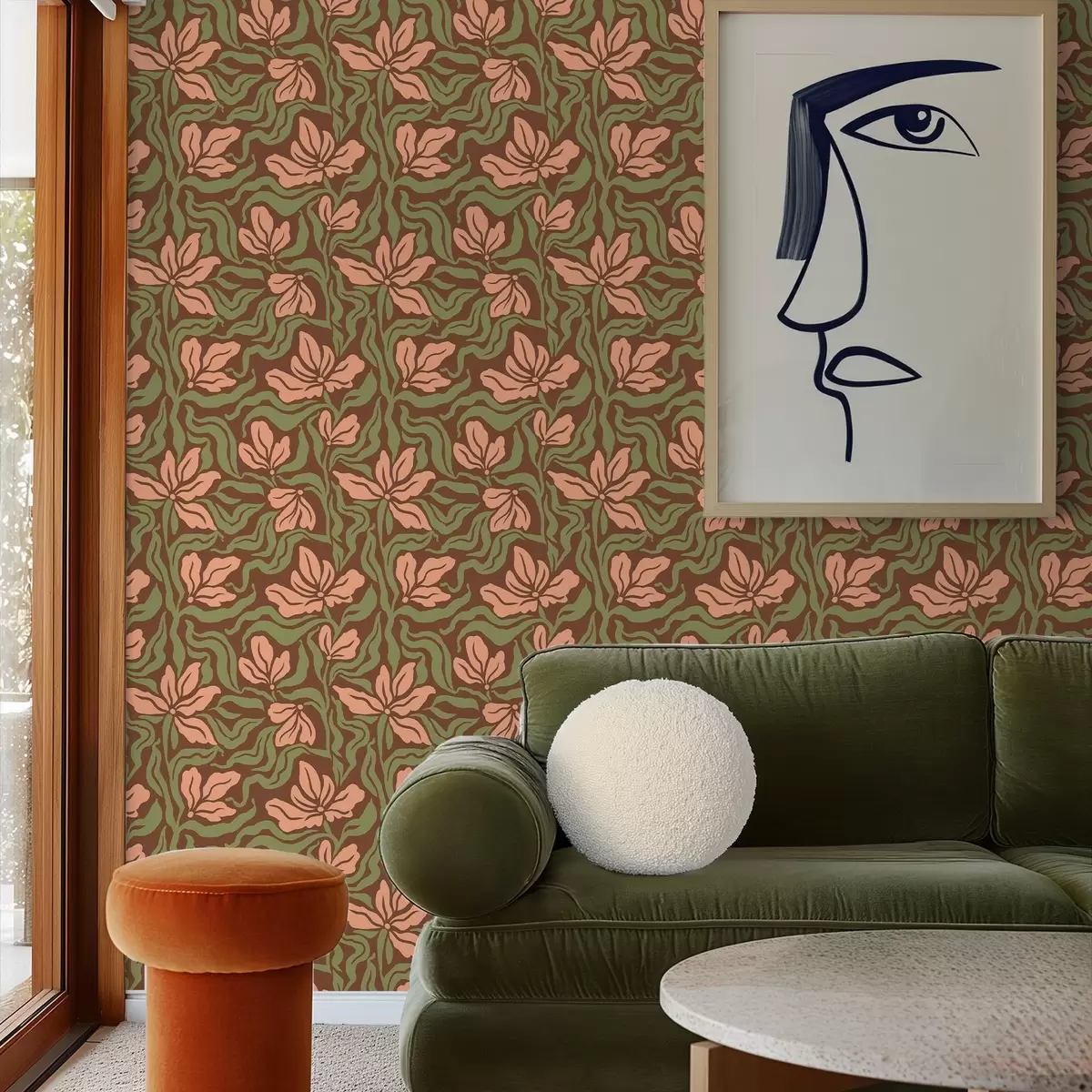 Ozadje Breskveve cvetovi in zelenje na temno rjavem ozadju a00958v2