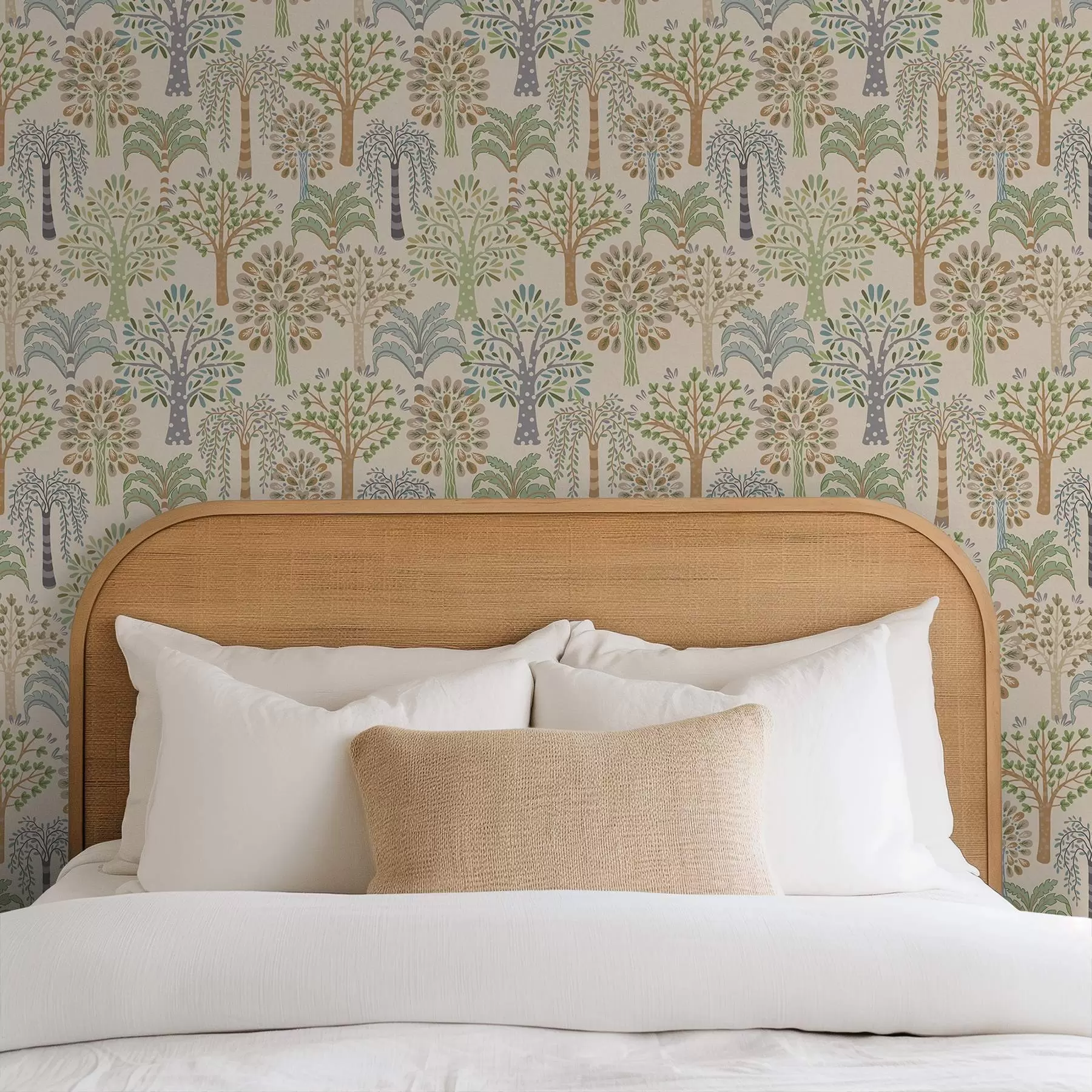 stenske poslikave Okrasna drevesa v nežni naravni barvni paleti a00960