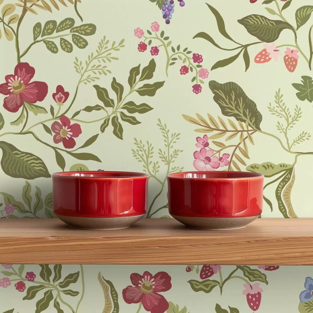 Ozadje Cvetoči vrt z jagodami, grozdjem in divjimi cvetovi a00961