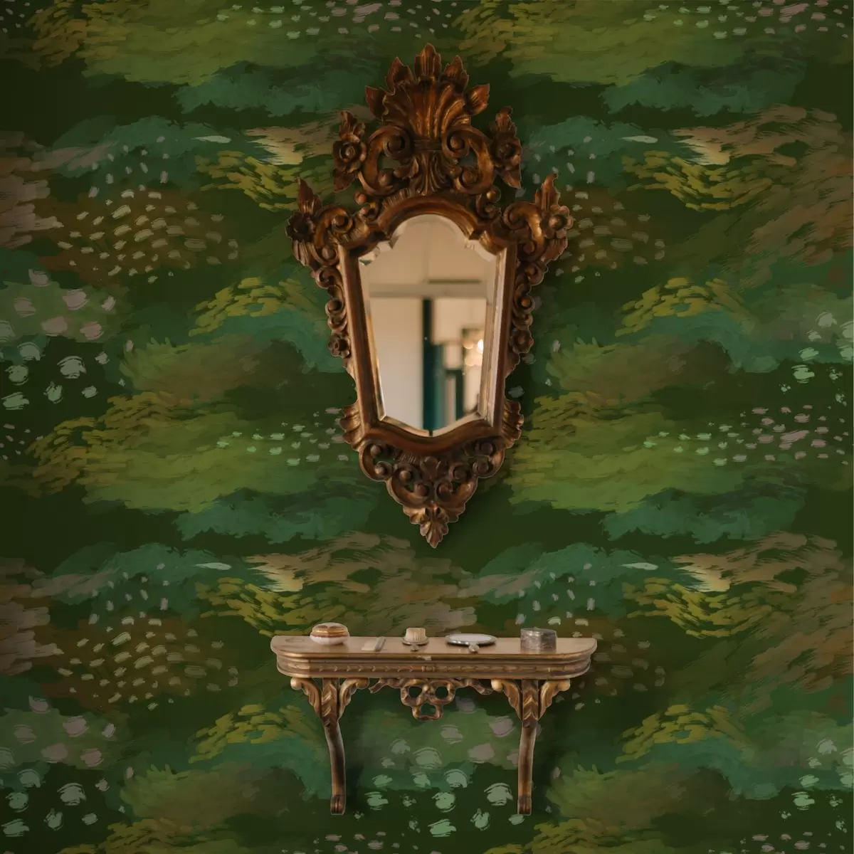 Ozadje Bogata zelena abstrakcija z energijskimi čopičnimi potegi a00999v3