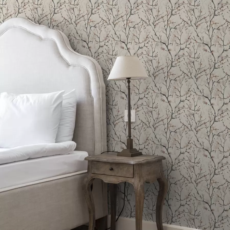 stenske poslikave Akrilne sakura veje na svetlem ozadju a01033