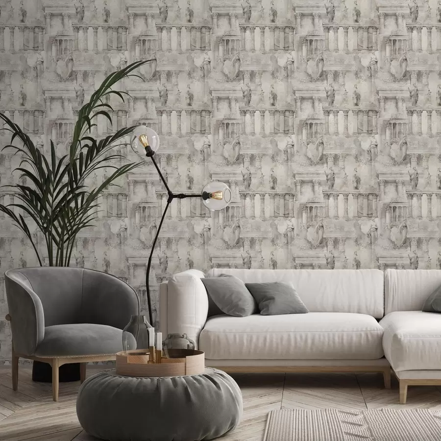 stenske poslikave Starinske kipe in stebri v nežnih bež-sivih odtenkih a01041