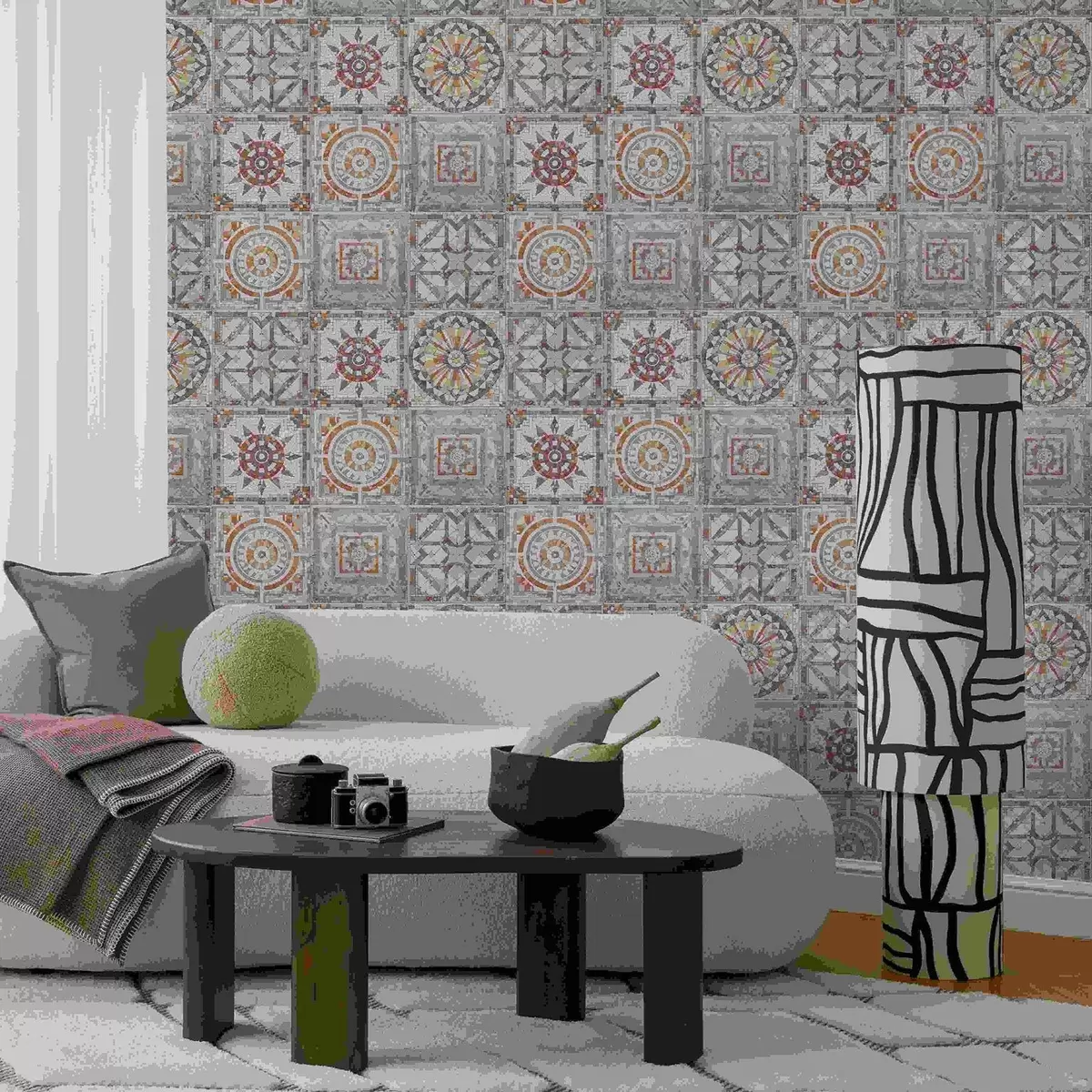 Ozadje Stari kamniti mozaiki medaljoni z obrabljenimi detajli a01042