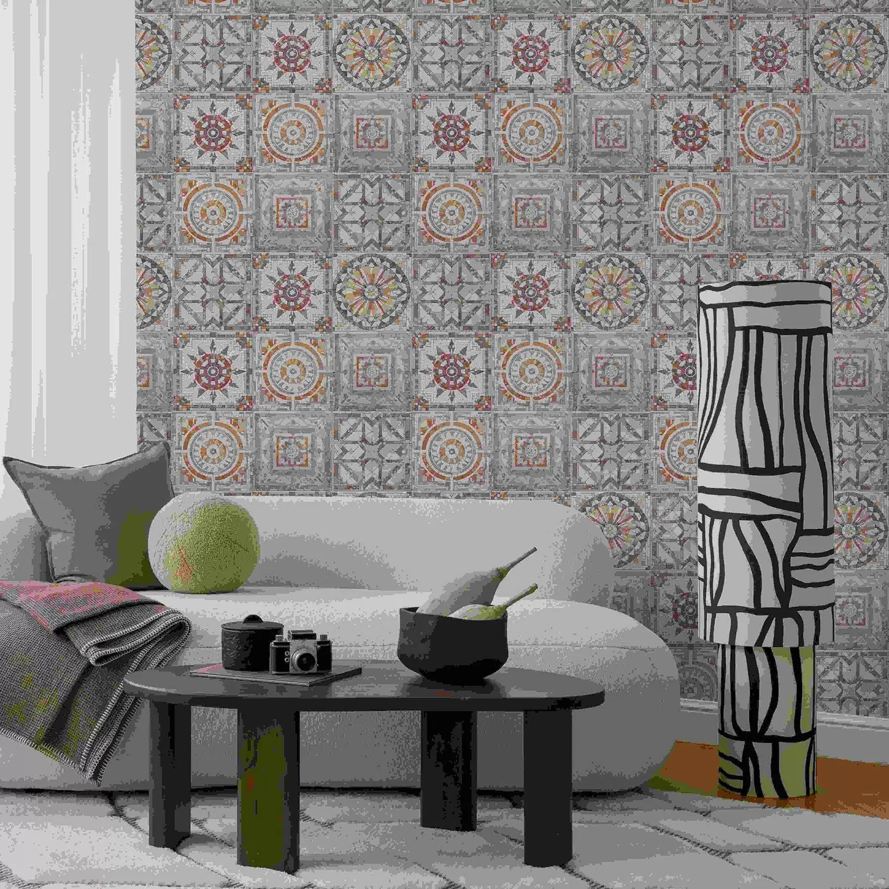 stenske poslikave Stari kamniti mozaiki medaljoni z obrabljenimi detajli a01042