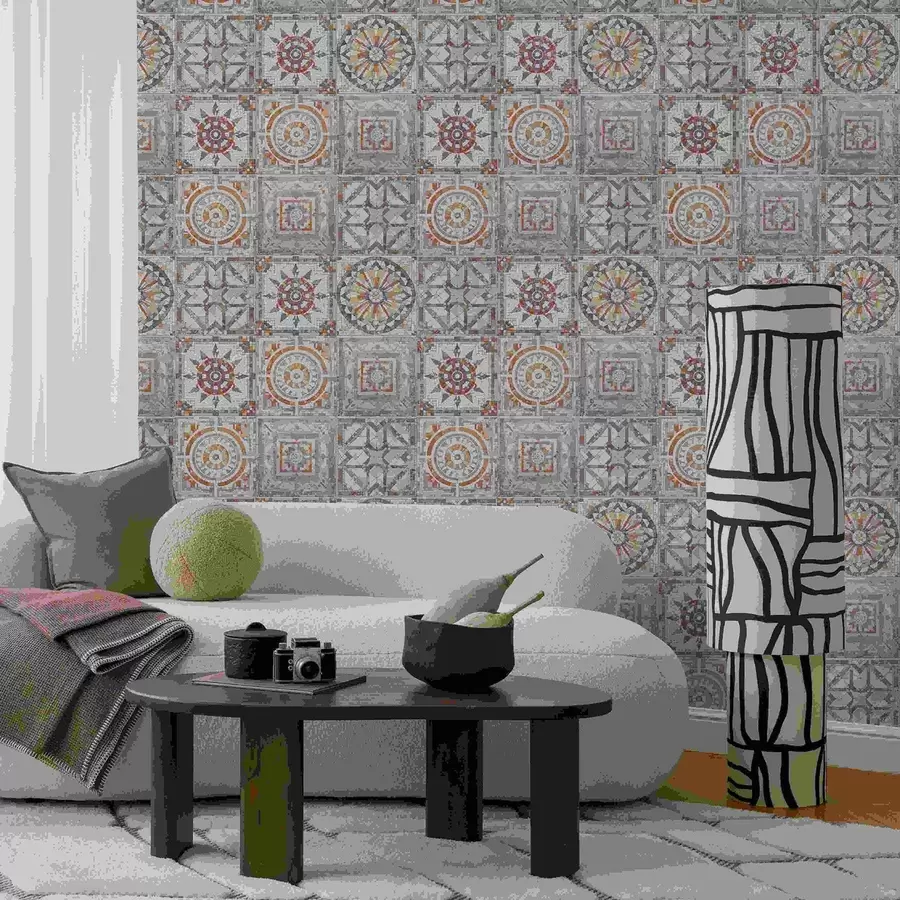 stenske poslikave Stari kamniti mozaiki medaljoni z obrabljenimi detajli a01042