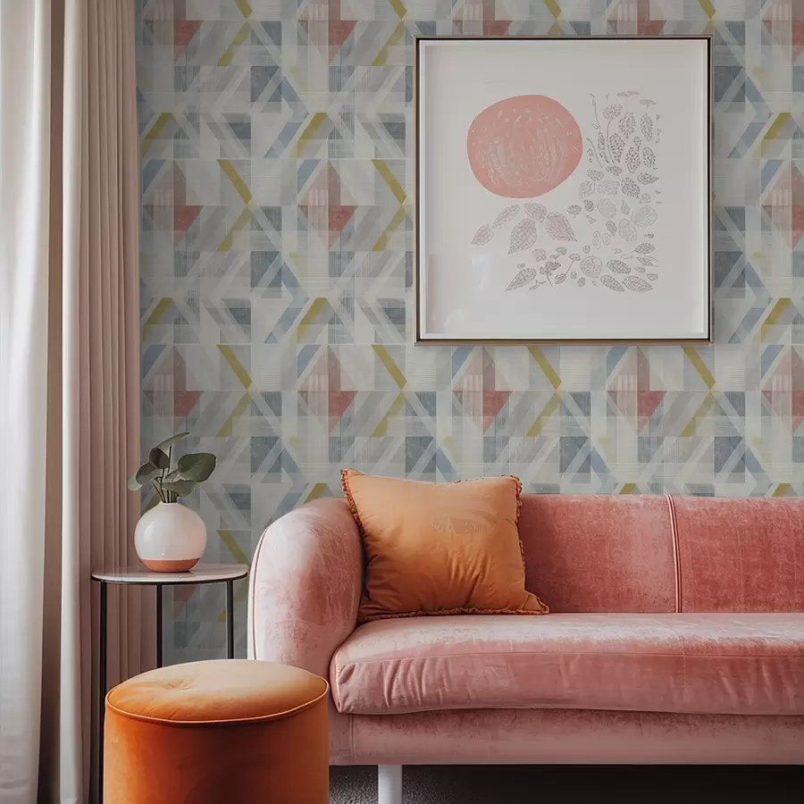 stenske poslikave Geometrični motiv z rdečim rombom v sredini a01055