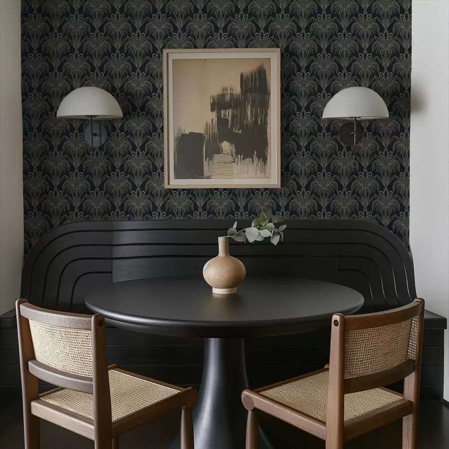 stenske poslikave Temni art deco ornament s stiliziranimi rastlinami a01065