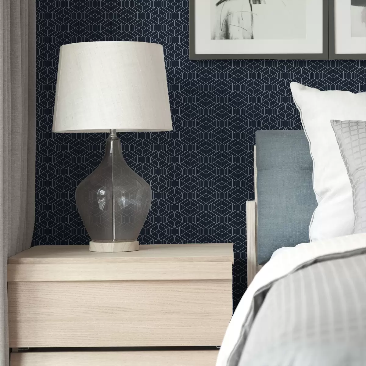 Ozadje Temno modra geometrijska mreža kock a01066v1