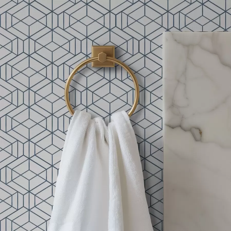 stenske poslikave Belo ozadje z modrimi tridimenzionalnimi geometrijskimi kockami a01067