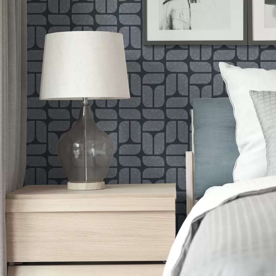 stenske poslikave Temno ozadje s sivim mozaikom zaobljenih modulov a01069v1