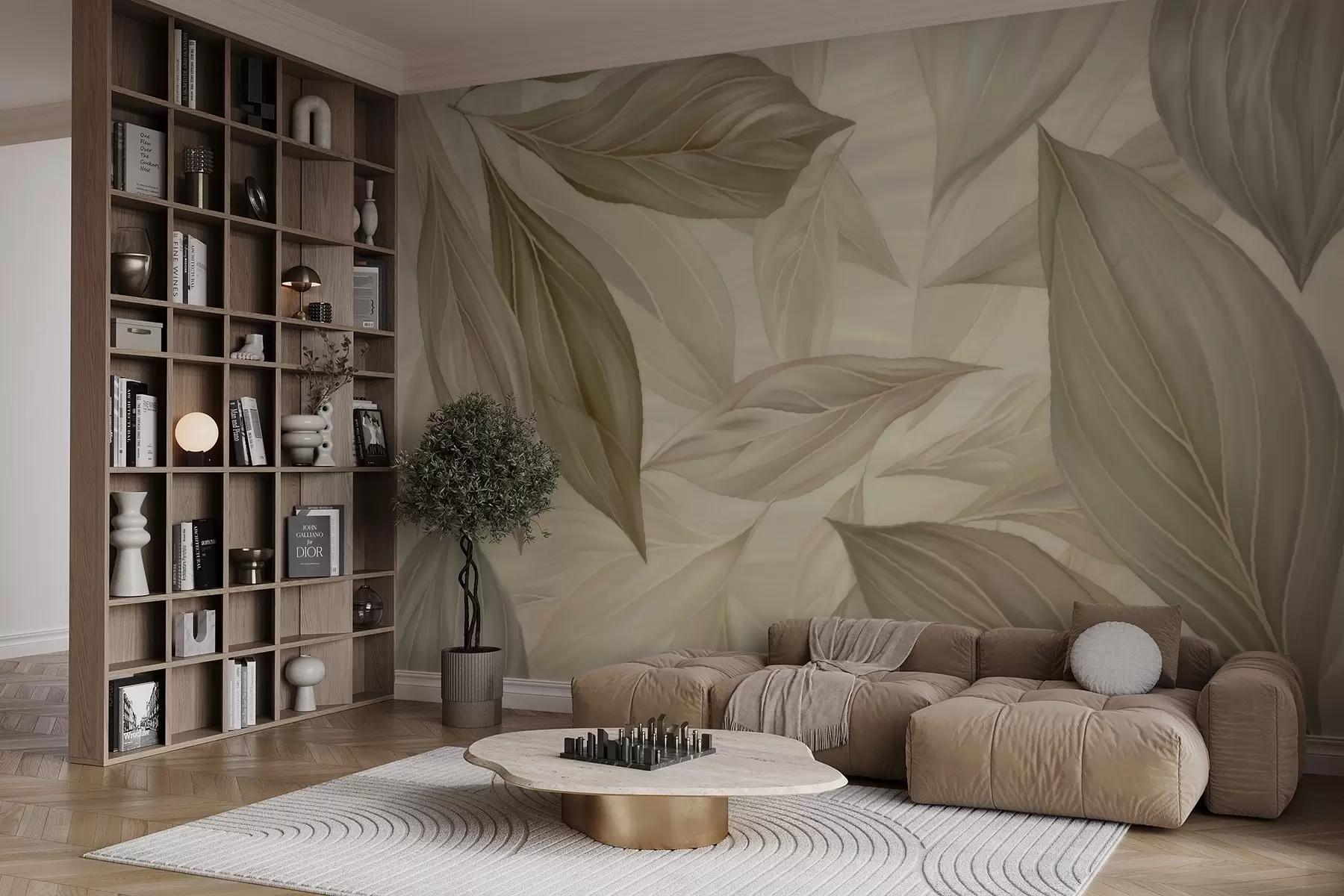 stenske poslikave Abstraktni nežni listi w04969