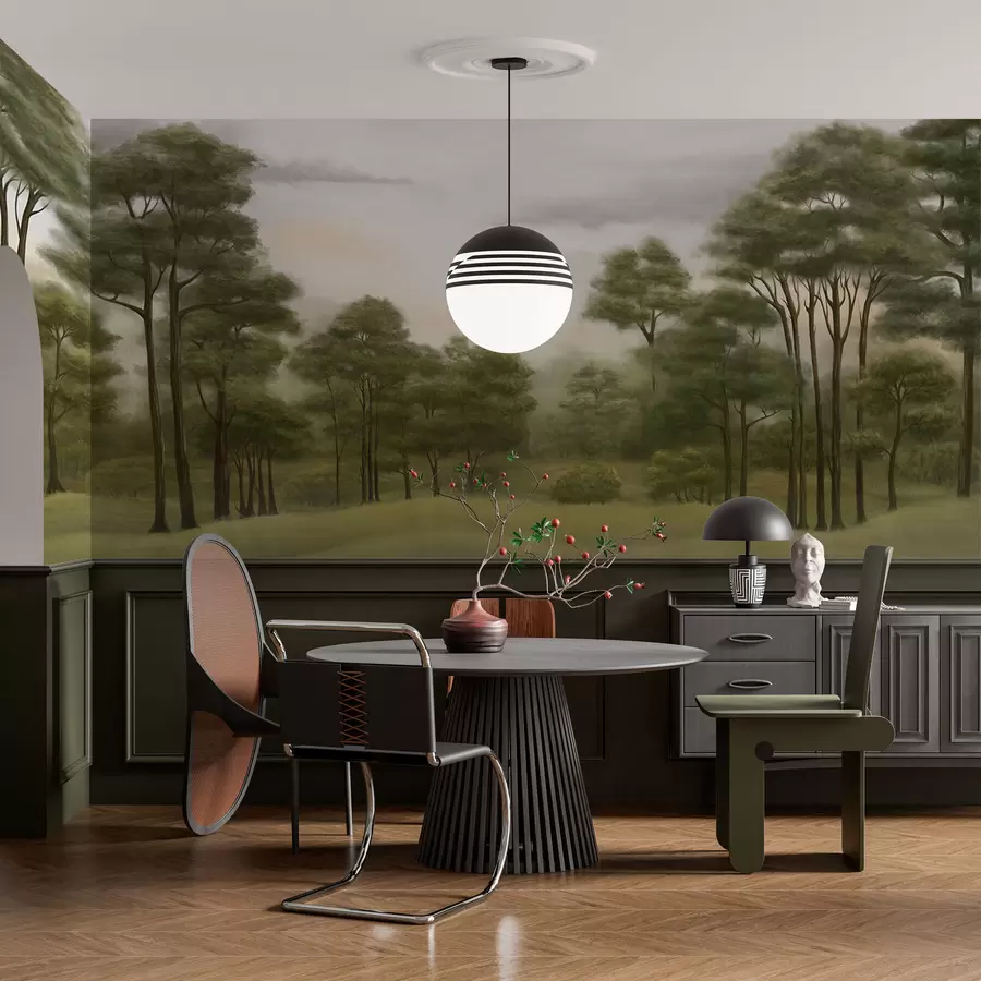 stenske poslikave Mirna gozdna pokrajina v nežnih barvah w02193