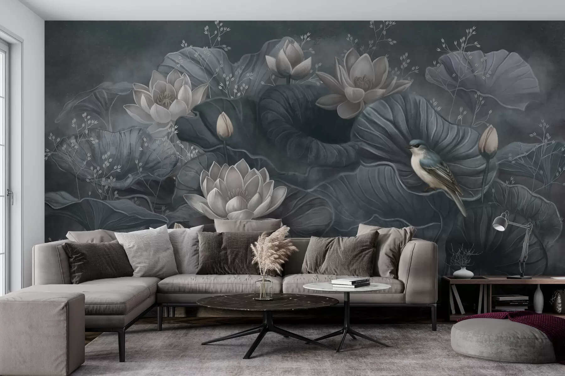 stenske poslikave Mir med elegantnimi cvetovi narave w02407
