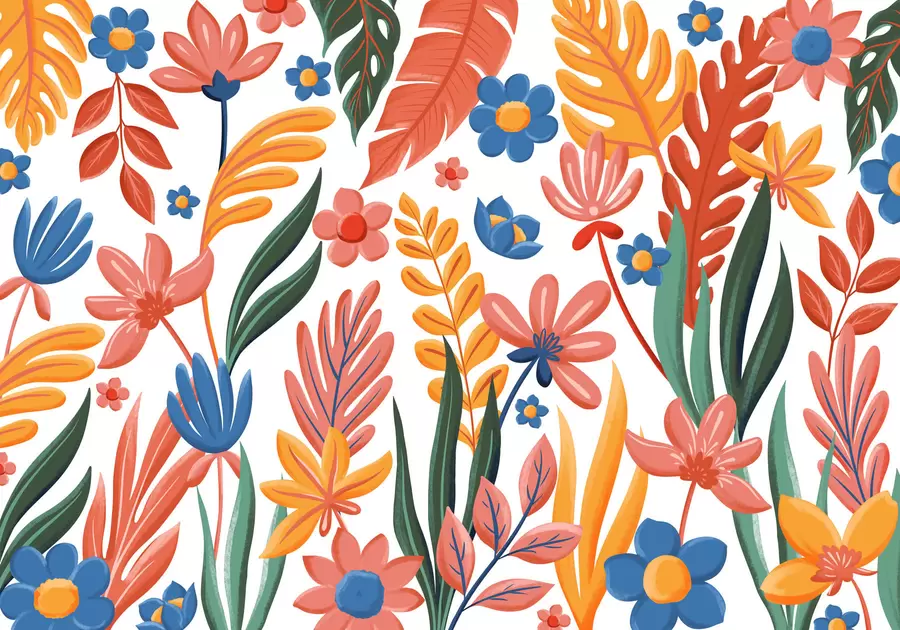 stenske poslikave Svetel vzorec s cvetovi in listi w05003