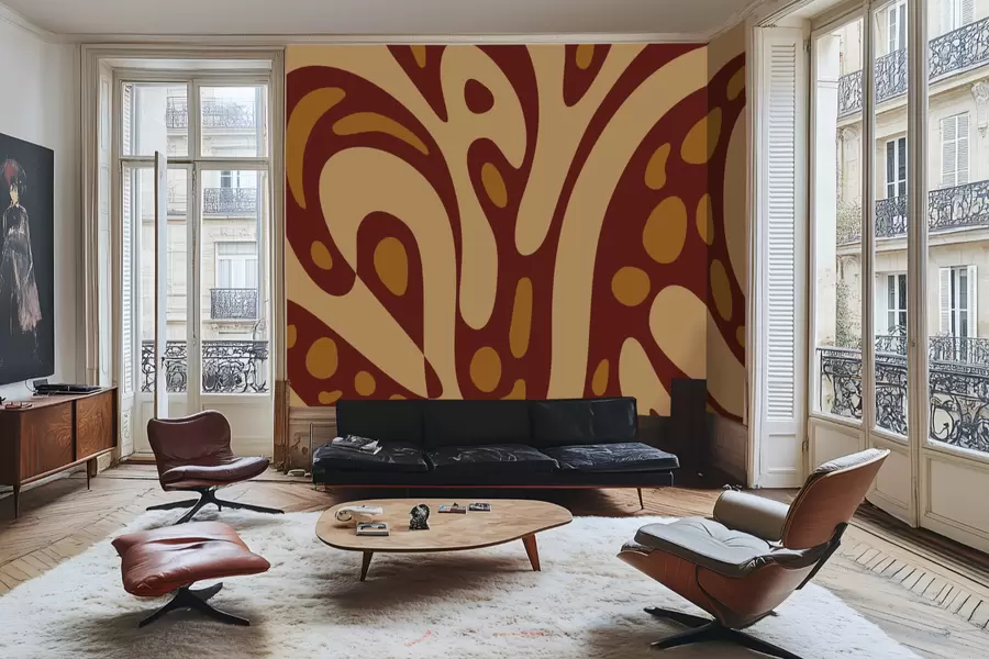 stenske poslikave Abstraktni vzorec z rjavimi in bež oblikami w05071v2