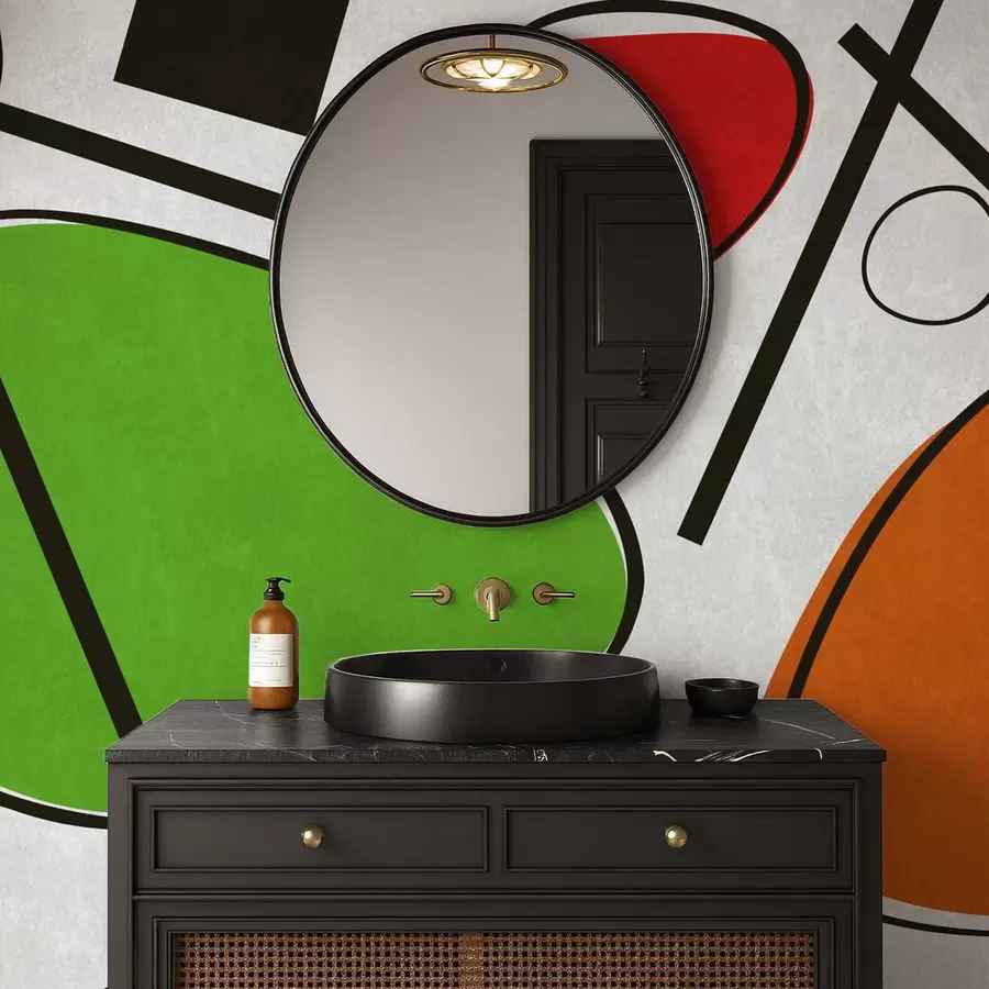 stenske poslikave Abstraktne geometrijske oblike z linijami in izrazitimi barvnimi površinami w05017v1