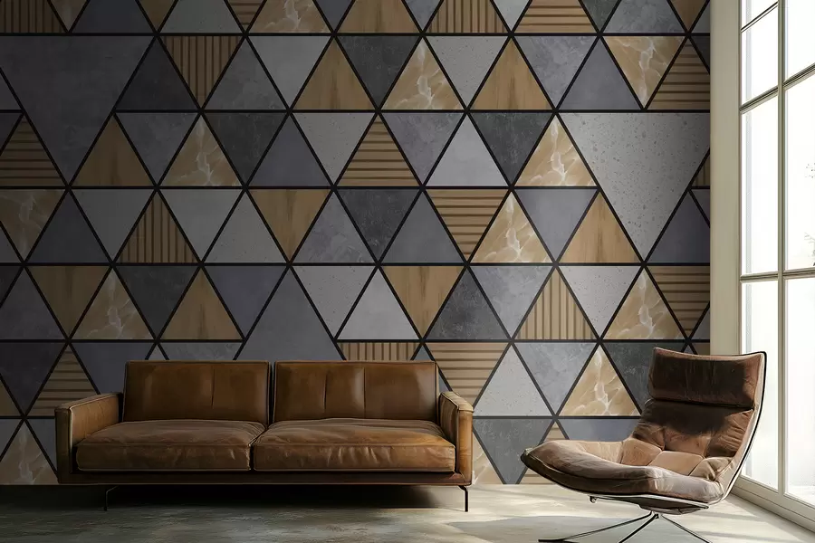 stenske poslikave Trikotni ornament v nevtralnih in toplih barvah w05096v1