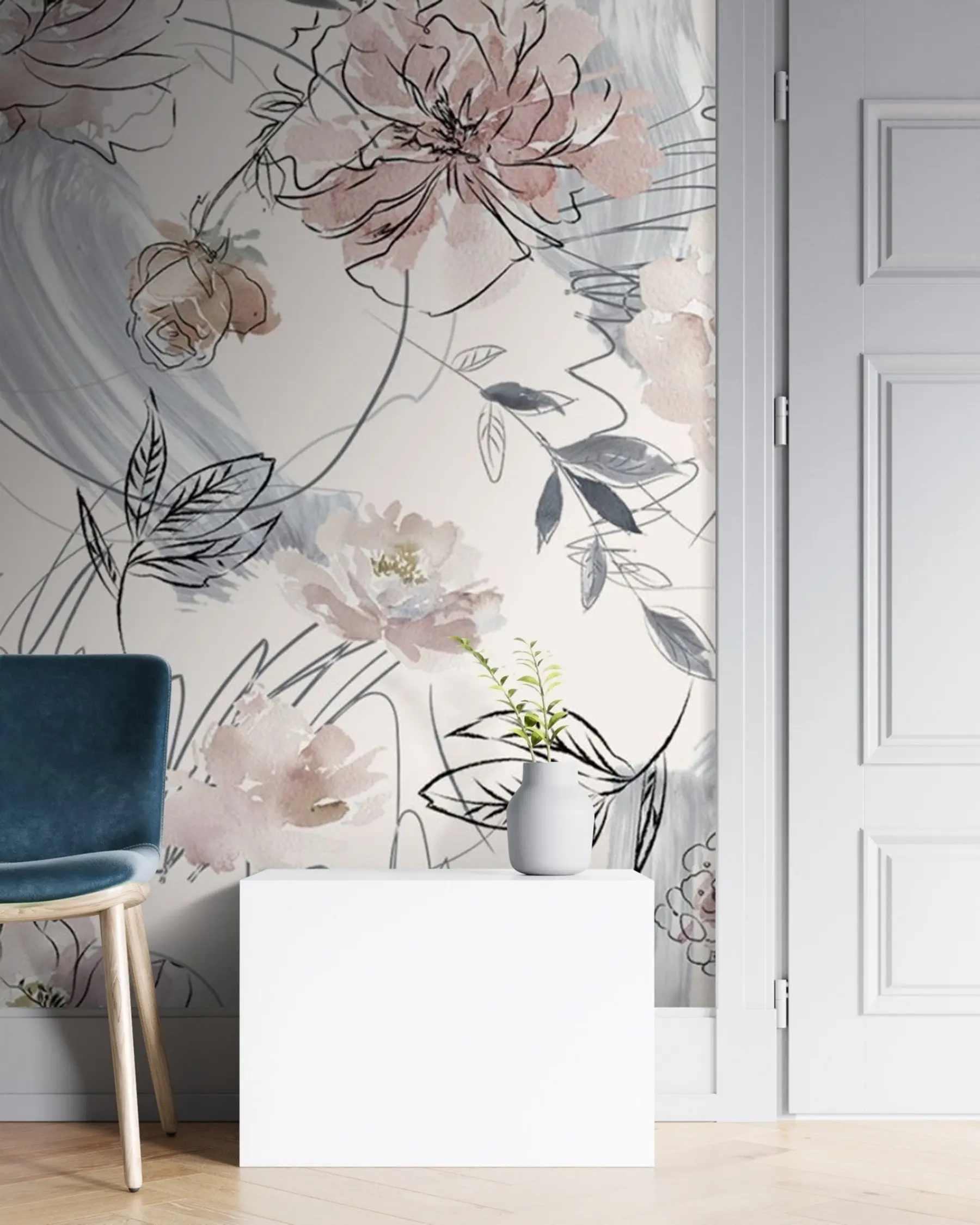 stenske poslikave Akvarelno cvetje u71515