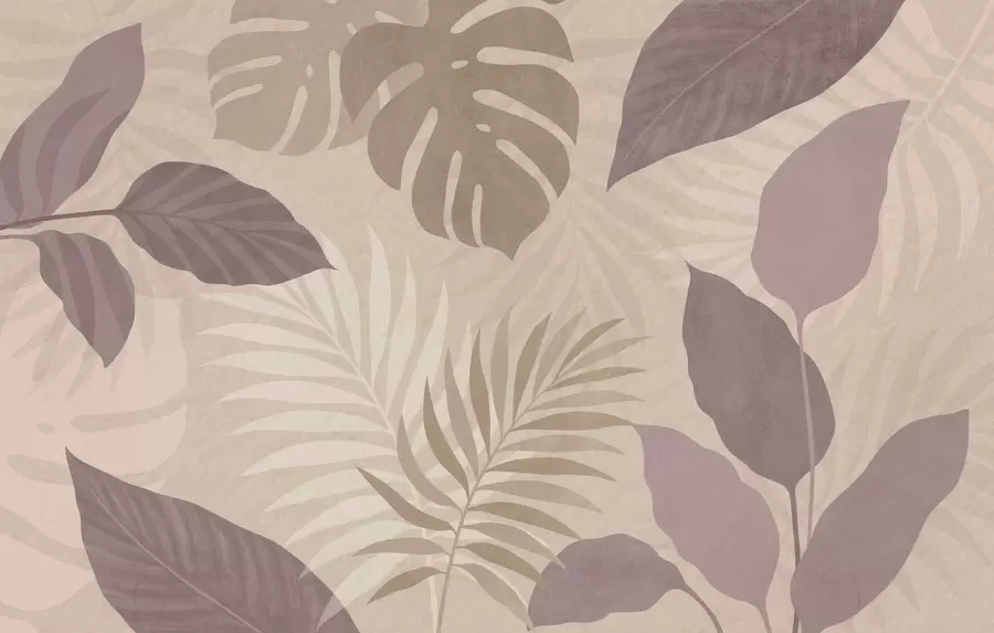 stenske poslikave teksturirani tropski listi na peščenem ozadju w05063