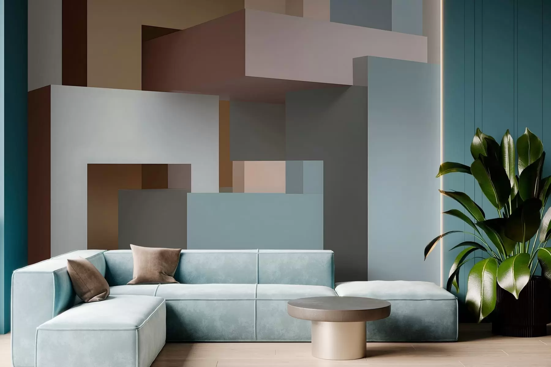 stenske poslikave abstraktna geometrija v 3D slogu w05065