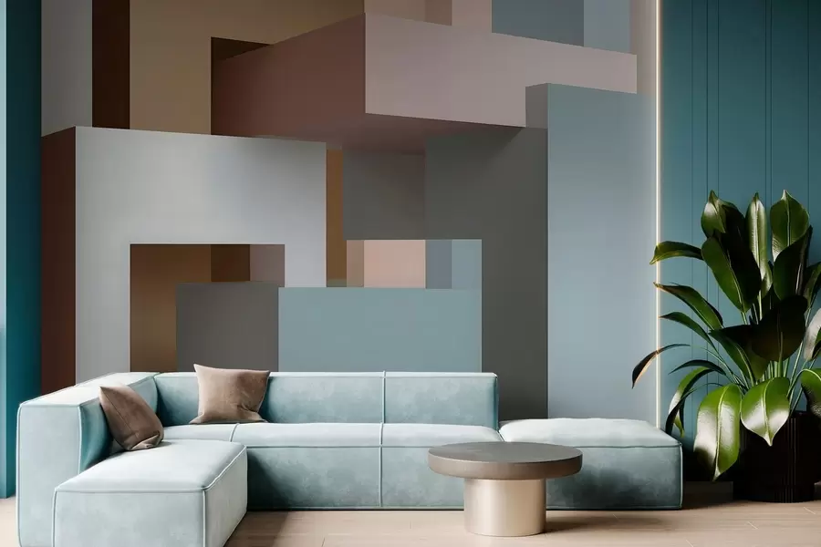 stenske poslikave abstraktna geometrija v 3D slogu w05065