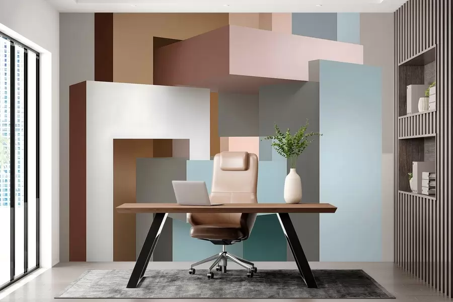 stenske poslikave abstraktna geometrija v 3D slogu w05065