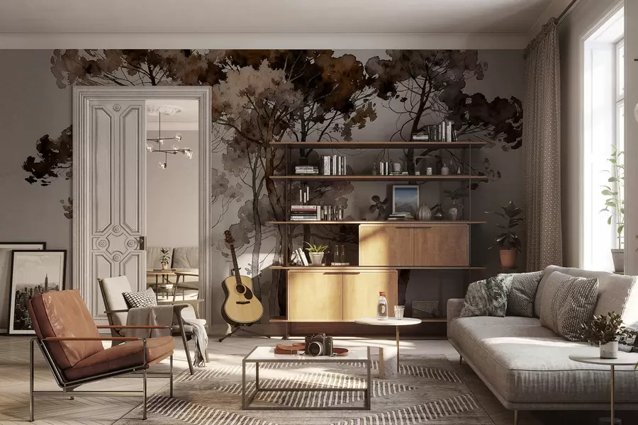 stenske poslikave Pobarvane smreke w05173v1