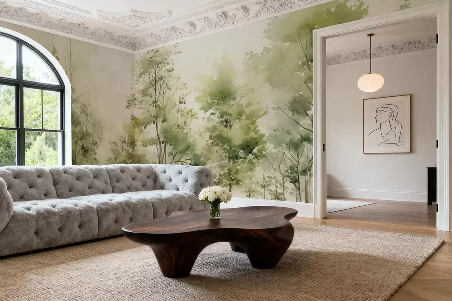 stenske poslikave Akrilna barva listnati gozd w05180