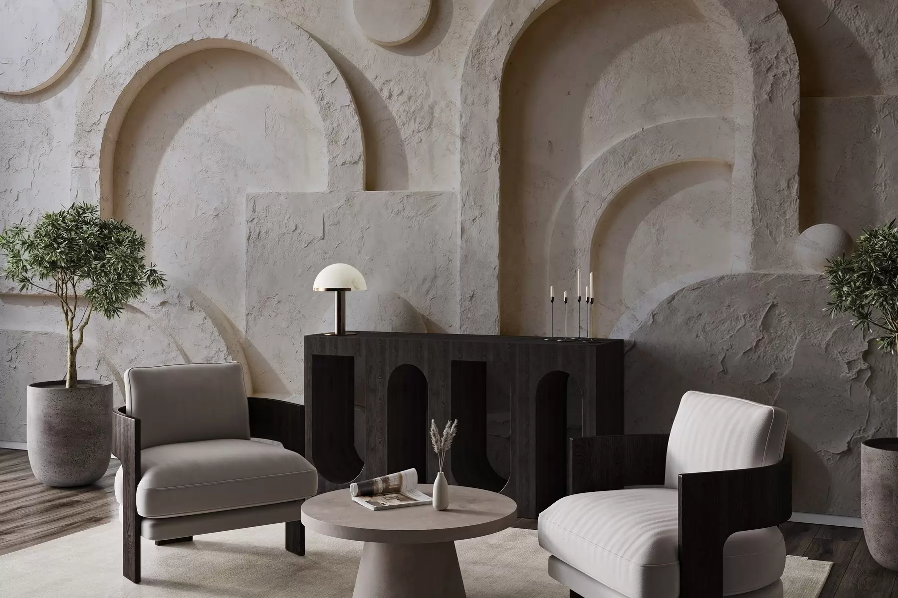 stenske poslikave Volumetrična geometrija iz betona w05186