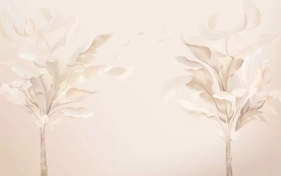 stenske poslikave Zračne okrasne rastline v toplih kremastih odtenkih w05126