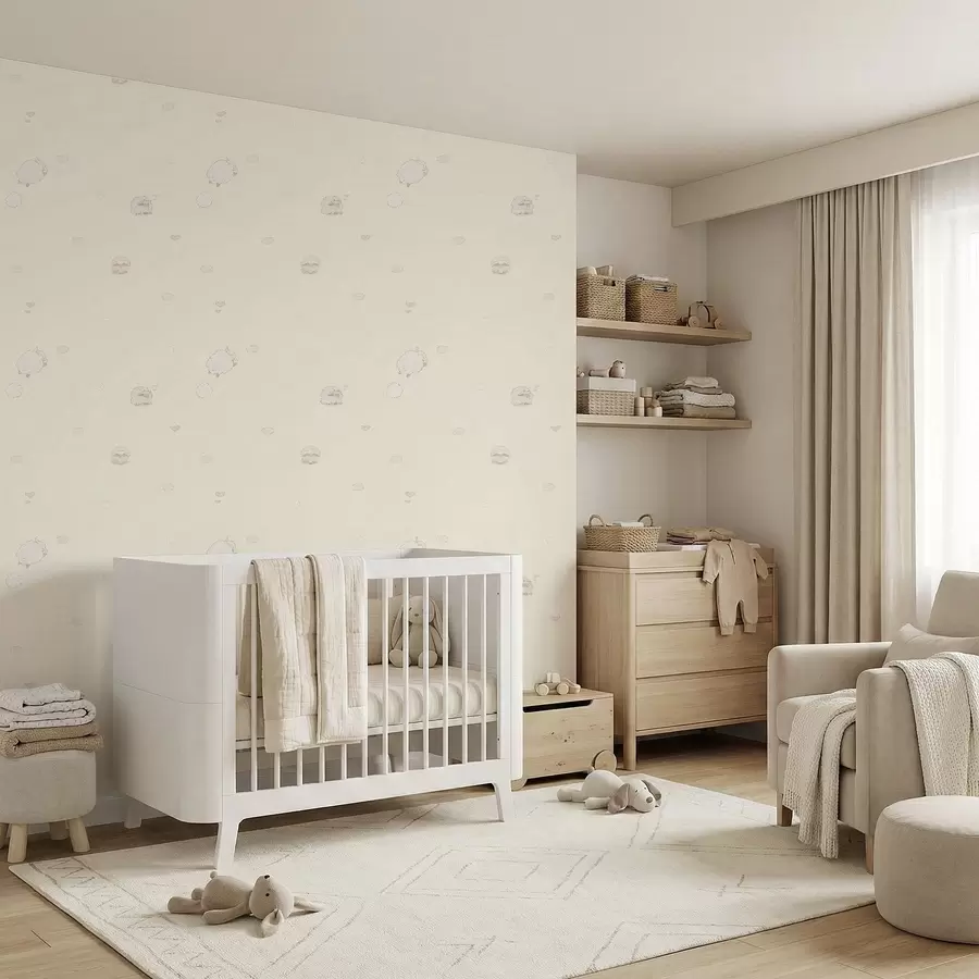 stenske poslikave Simpatičen vzorec z ovcami in majhnimi srčki a01109