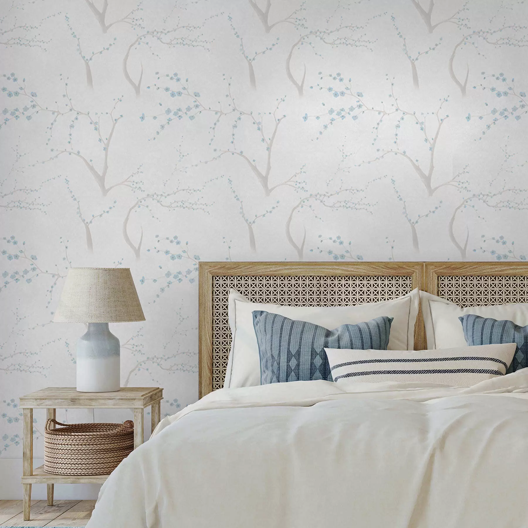 stenske poslikave Lahke veje z modrimi cvetovi a01111