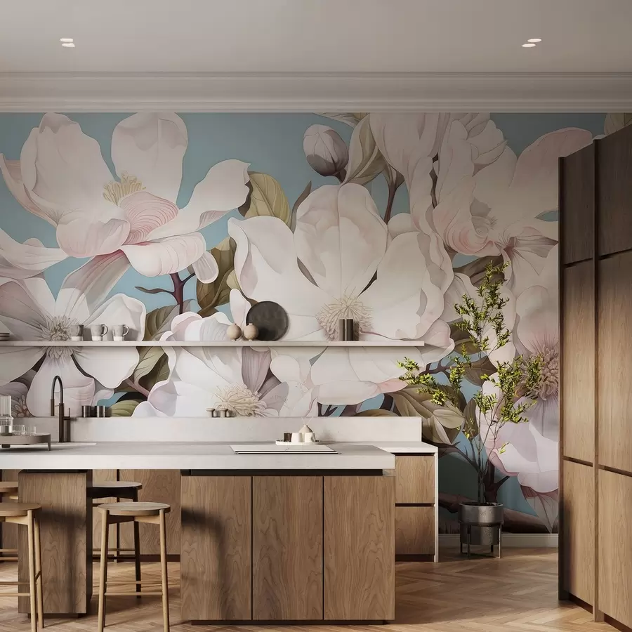 stenske poslikave Bujne rože na veji drevesa w05178