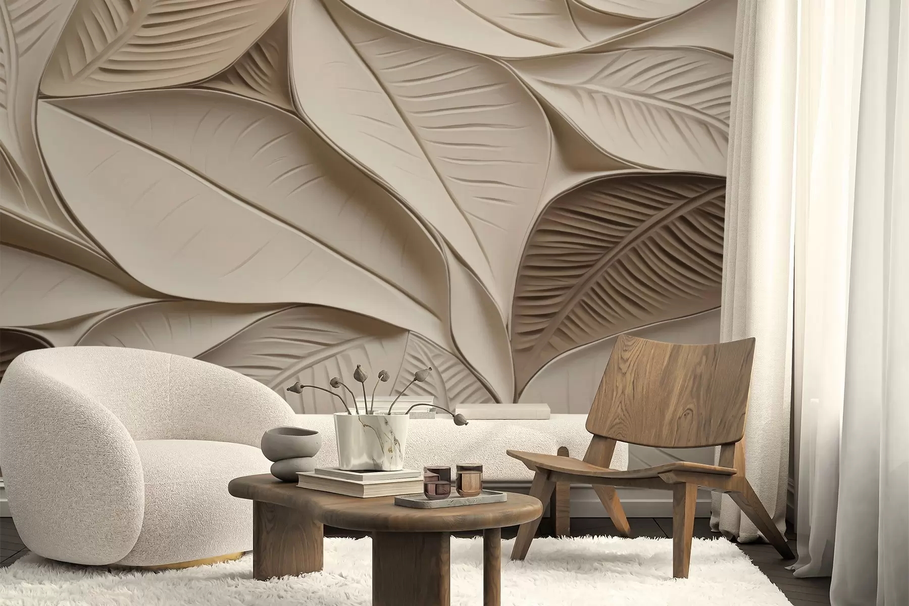 stenske poslikave Abstraktni listi z žilami w05209