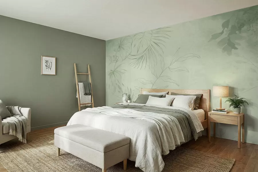 stenske poslikave Linearne rastline na hladnem modrem ozadju w05128v2