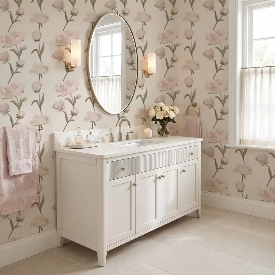 stenske poslikave Mehke rožnate potonike na svetlem ozadju a01114