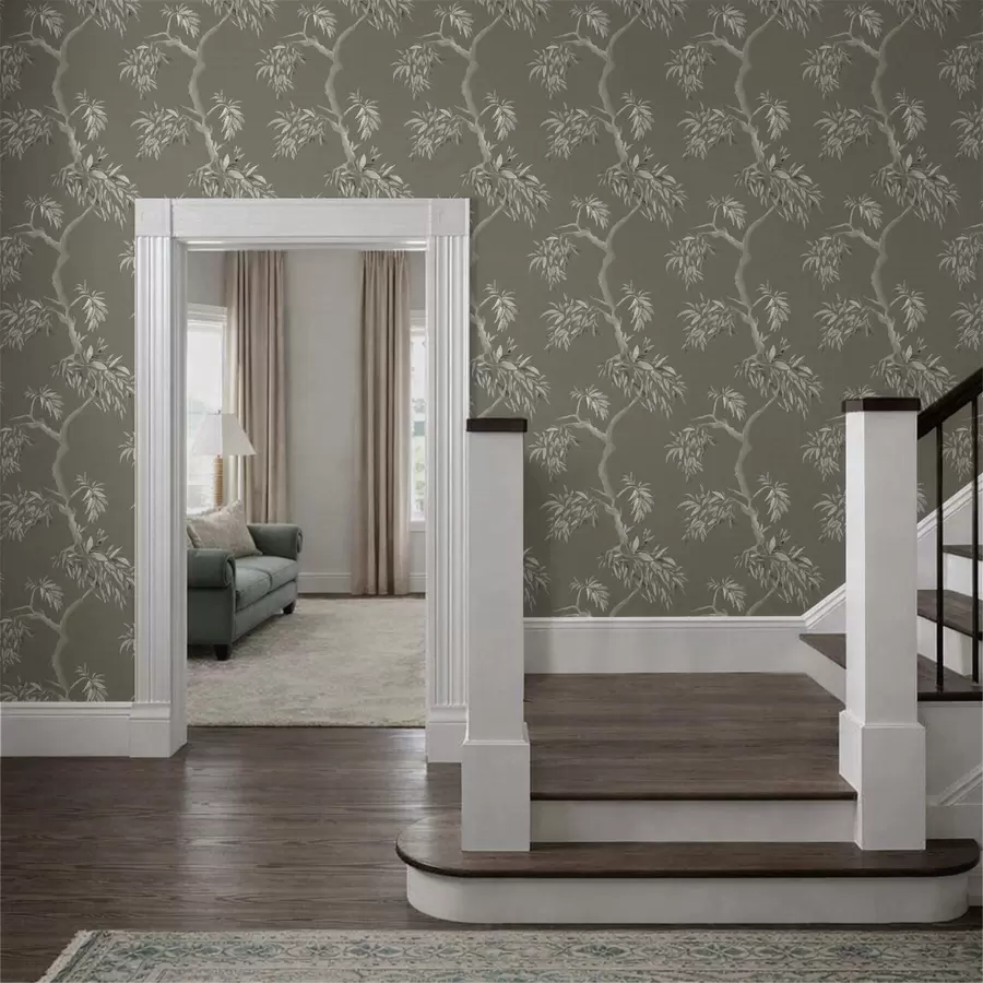 stenske poslikave Svetla veja z listi na olivnem ozadju a01117v1