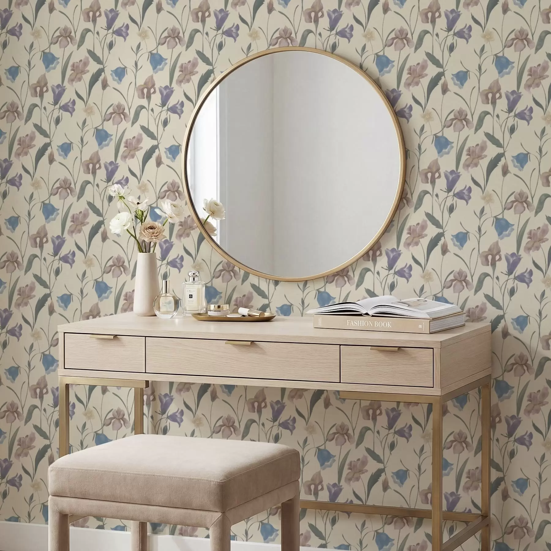 stenske poslikave Pastelni cvetlični vzorec na svetlem ozadju a01118