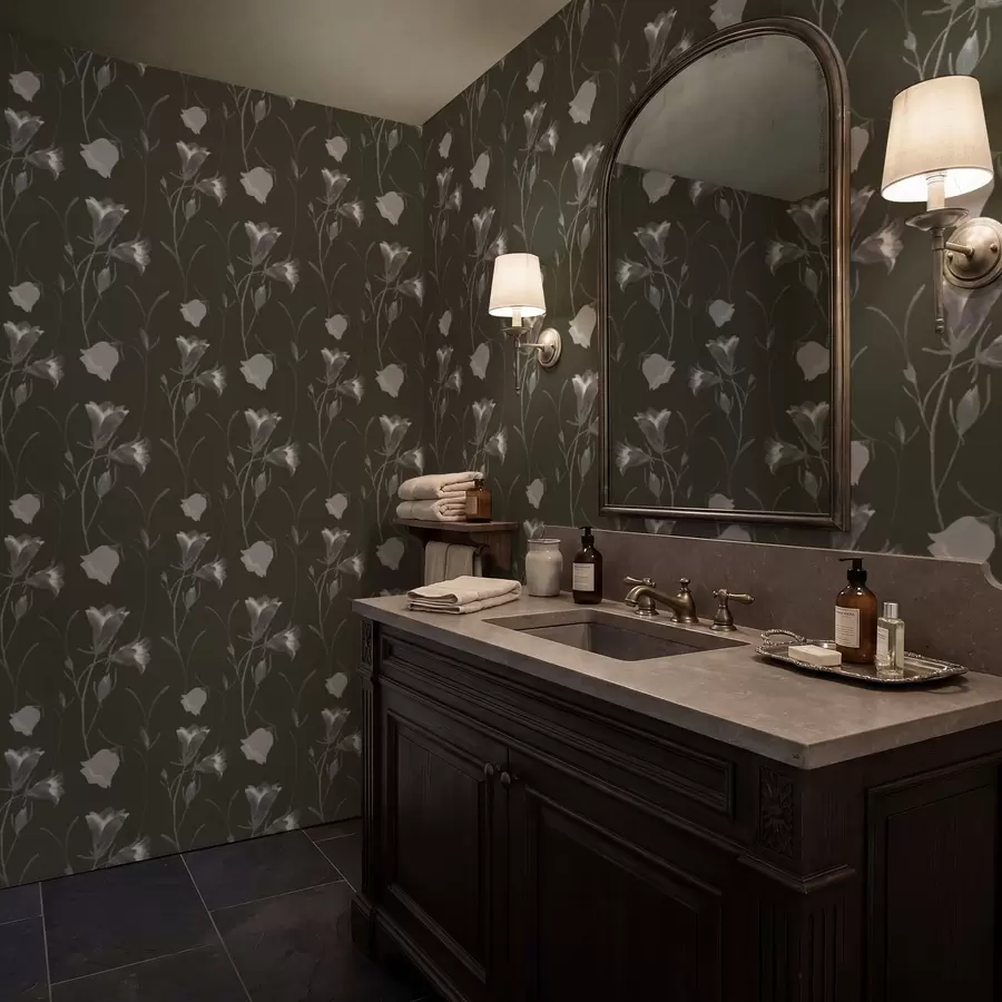 stenske poslikave Sive zvončaste cvetove na temnem ozadju a01119v1