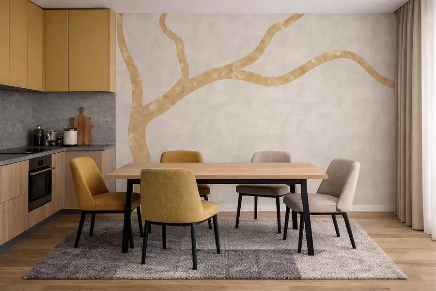 stenske poslikave Svetla veja na svetlem ozadju w05144