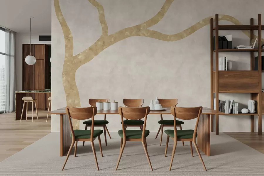 stenske poslikave Svetla veja na svetlem ozadju w05144