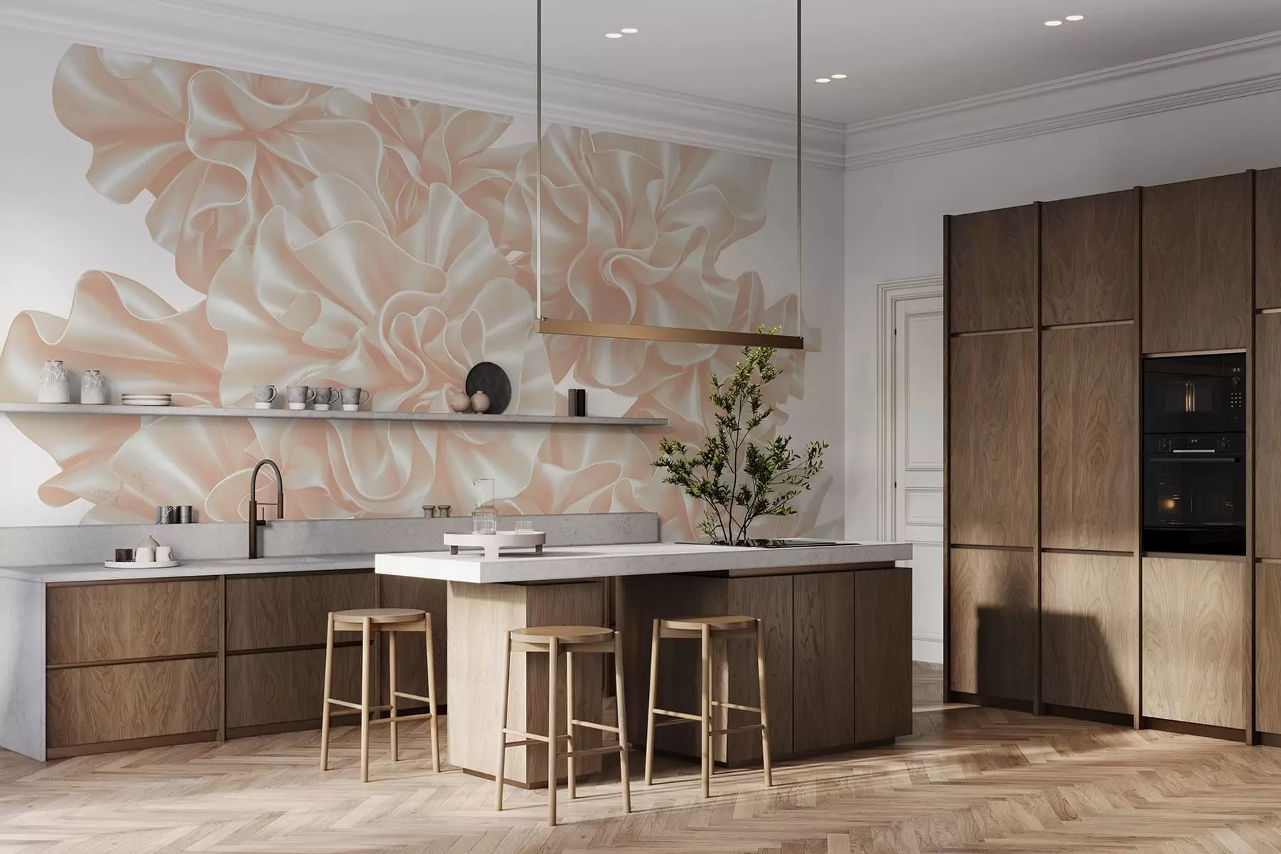 stenske poslikave Posnemanje cvetov iz trakov w05252