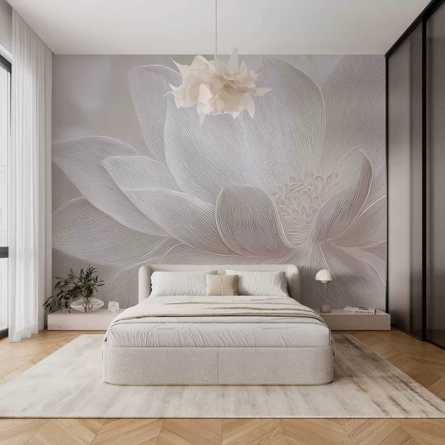 stenske poslikave Abstraktne valovite linije v svetlo bež barvah w05266