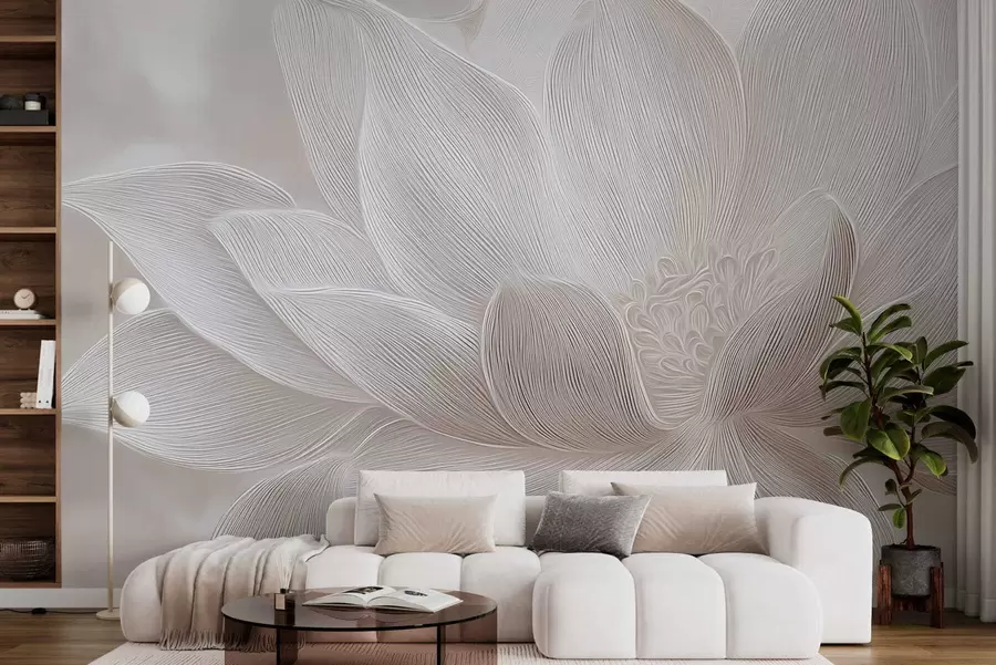 stenske poslikave Abstraktne valovite linije v svetlo bež barvah w05266